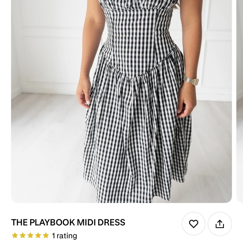 The Playbook Black and White Gingham Midi Dress